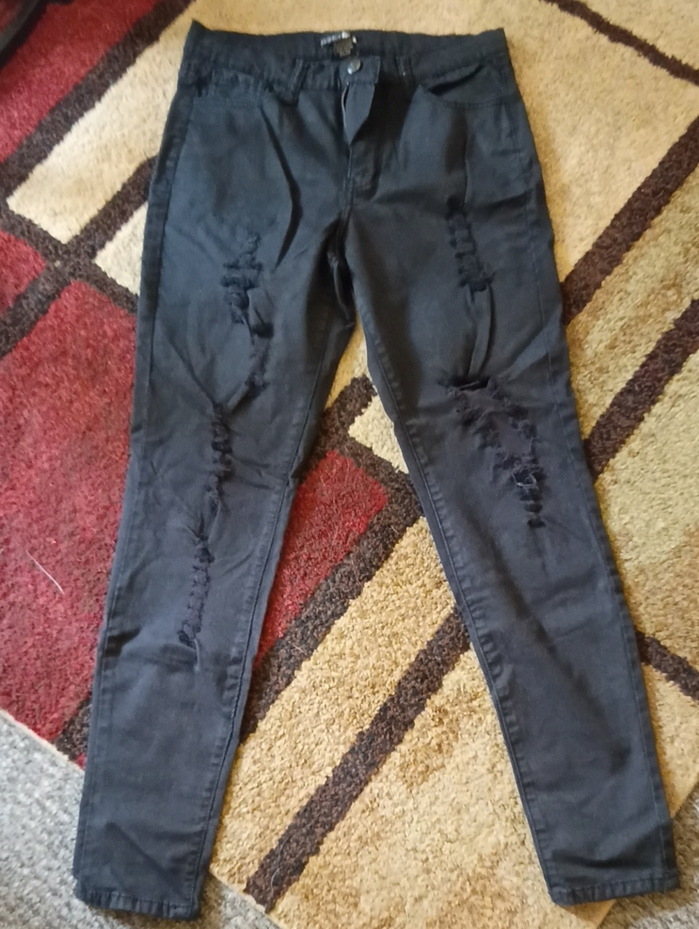 Fashion Nova Women's Distressed Black Skinny Jeans Size 11